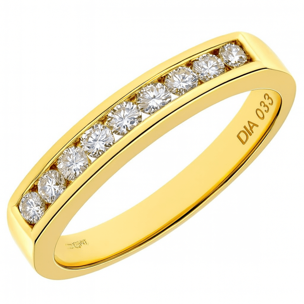 18ct Yellow Gold 0.33 Carat Natural Diamond Channel Set Eternity Band Ring