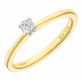 9ct Gold Natural Diamond Solitaire Engagement Ring Round Brilliant