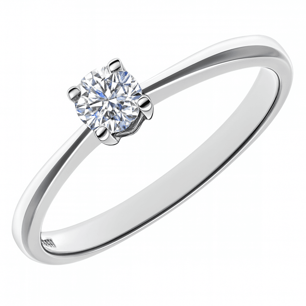 Platinum 0.25 Carat Natural Diamond Solitaire Engagement Ring Round Brilliant