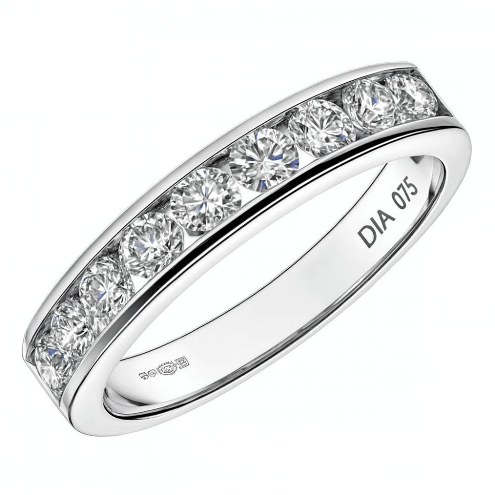 18ct White Gold 0.50 Carat Natural Diamond Channel Set Eternity Band Ring