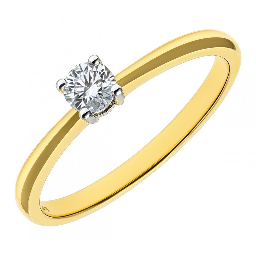 9ct Gold 0.25 Carat Natural Diamond Solitaire Engagement Ring Round Brilliant