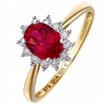 Round Brilliant Ruby and 0.25ct Diamonds 9ct Cluster Ring