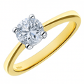 18ct Yellow Gold Engagement Ring, IJ/I Certified 1ct Diamond, Round Brilliant