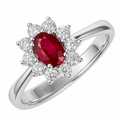 18ct White Gold 0.33ct Diamond and Ruby Ring,Round Brilliant