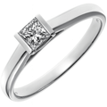18ct White Gold Ring, 0.25ct Certified Diamond, Princess Cut
