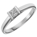 18ct White Gold Ring, 0.50ct Certified Diamond, Princess Cut