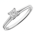 18ct White Gold, 0.50ct Ring, Certified Diamond, Princess cut