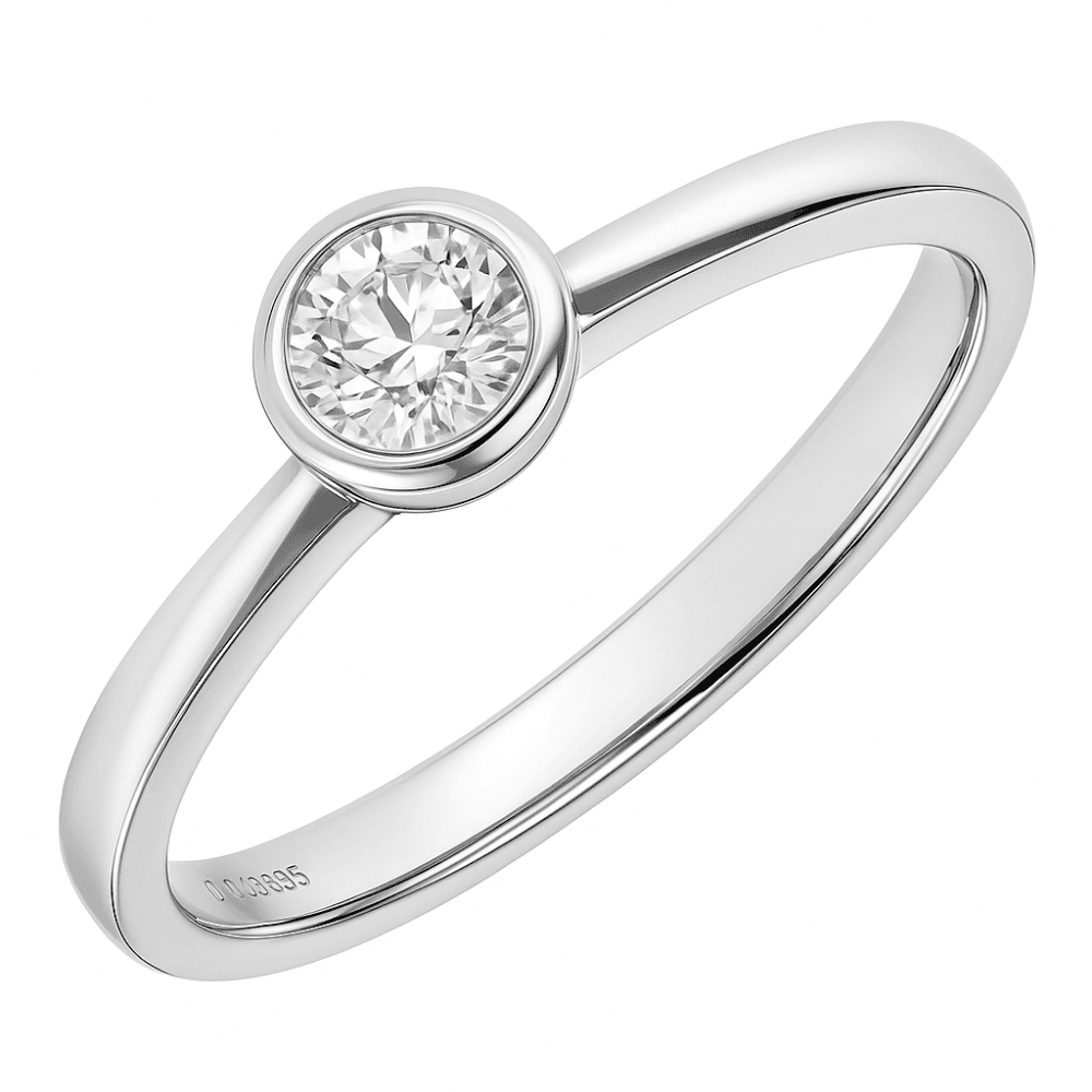 18ct White Gold Ring, 0.25ct Certified Diamond, Round Brilliant