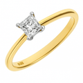 18ct Yellow Gold Engagement Ring, J/I Certified 0.33ct Diamond, Princess Cut