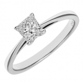 Platinum Engagement Ring, J/I Certified 0.75ct Diamond, Princess Cut