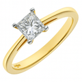 18ct Yellow Gold Engagement Ring, J/I Certified 0.75ct Diamond, Princess Cut