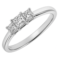 Platinum Trilogy Ring, J/I Certified 0.33ct Diamonds, Princess Cut