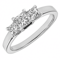 Platinum Trilogy Ring, J/I Certified 1ct Diamonds, Princess Cut