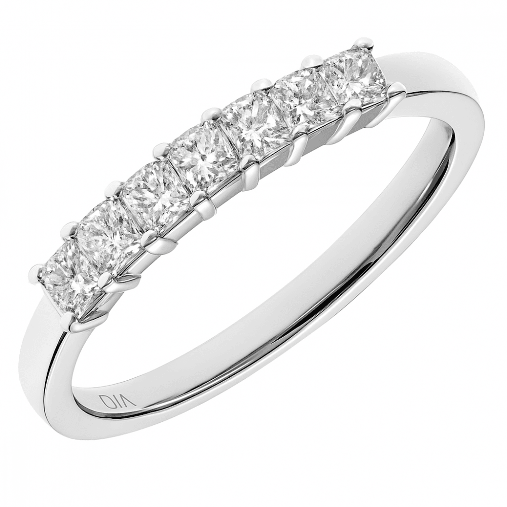 Platinum Eternity Ring, J/I Certified 0.50ct Diamonds, Princess Cut