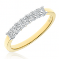 18ct Yellow Gold Eternity Ring, J/I Certified 0.50ct Diamonds, Princess Cut