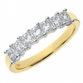 18ct Yellow Gold Eternity Ring, J/I Certified 1ct Diamonds, Princess Cut