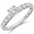 18ct White Gold Shoulder Set Engagement Ring, IJ/I Certified 1ct Diamonds, Round Brilliant