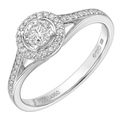 18ct White Gold Round Halo 0.60ct Diamond Solitaire Engagement Ring