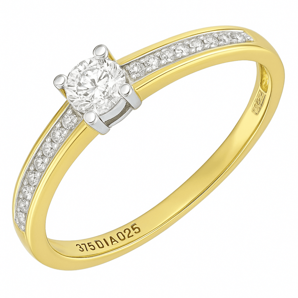9ct Yellow Gold 0.25ct Diamond Engagement Ring