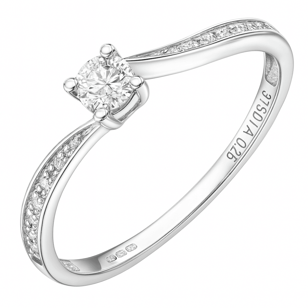 9ct White Gold 0.25ct Diamond Engagement Ring