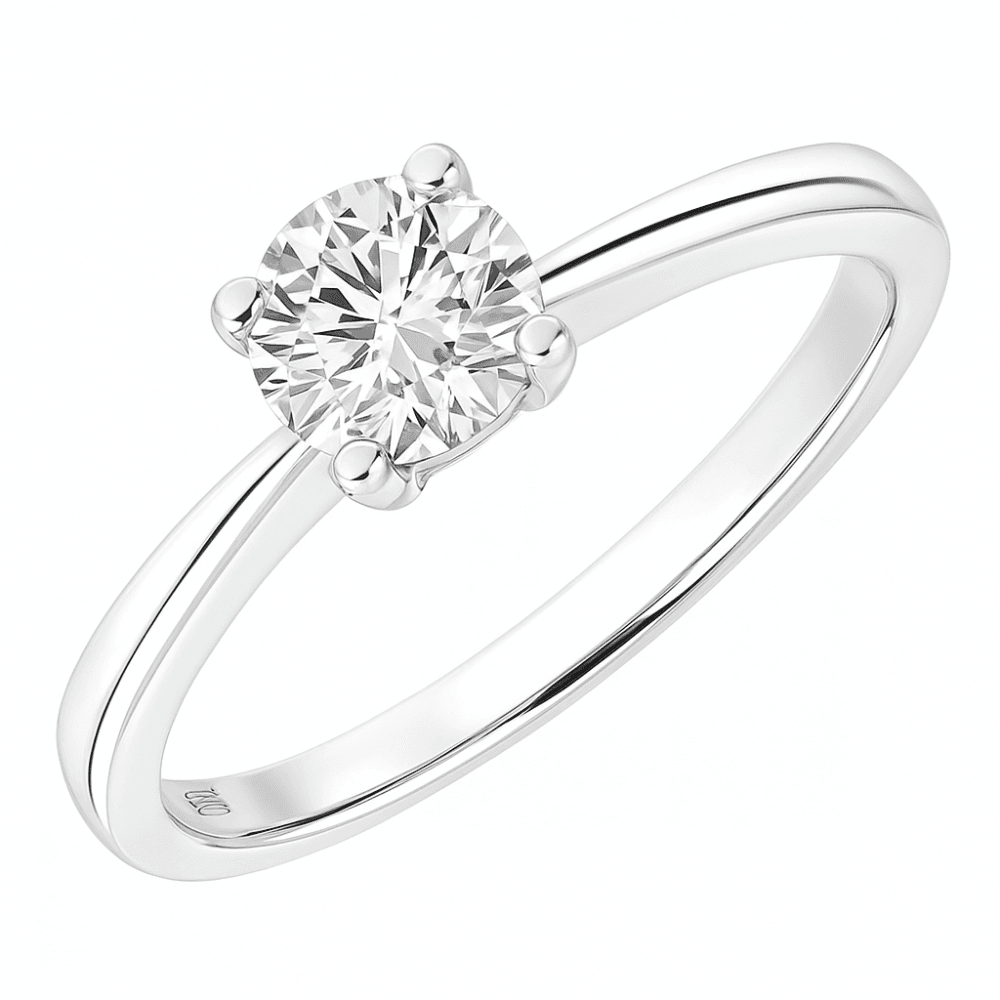 18ct White Gold Engagement Ring, IJ/I Certified 0.75ct Diamond, Round Brilliant