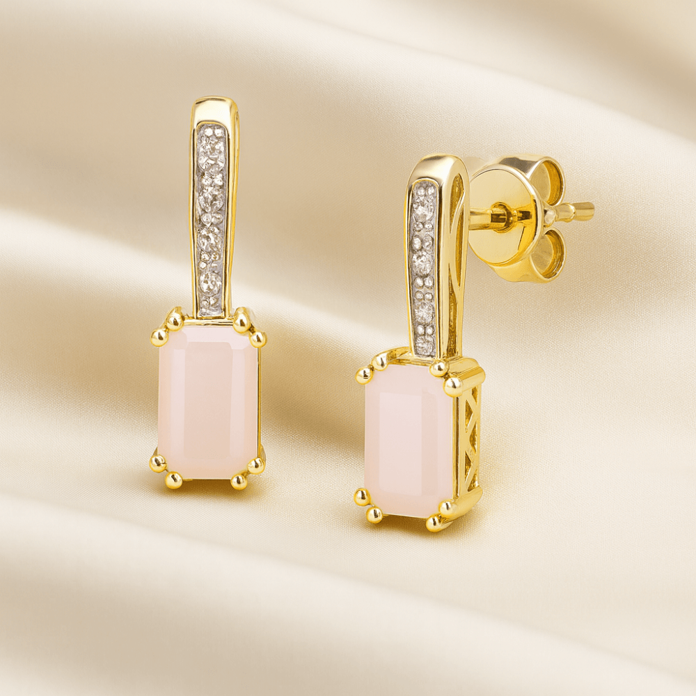 Pink Opal Drop Earrings - detail view | Prime Jewellery