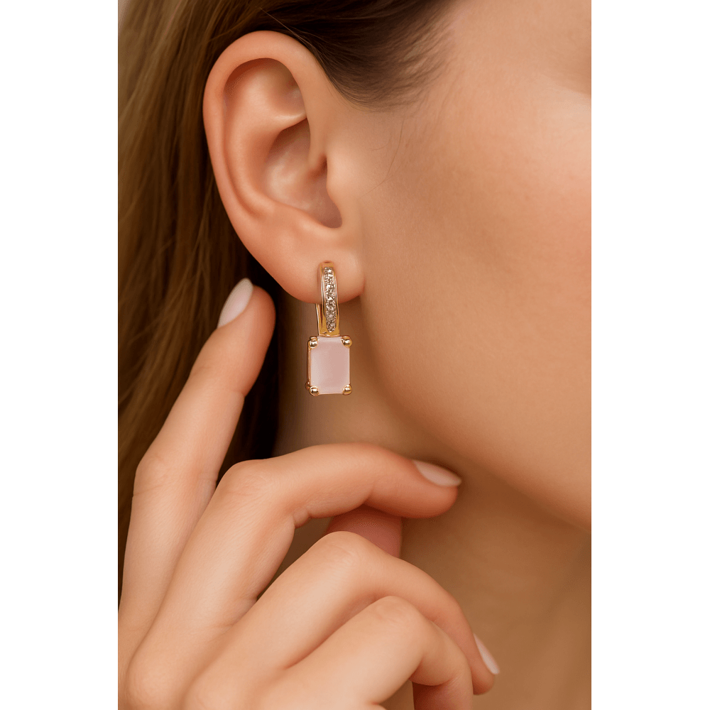 Pink Opal Drop Earrings - detail view | Prime Jewellery