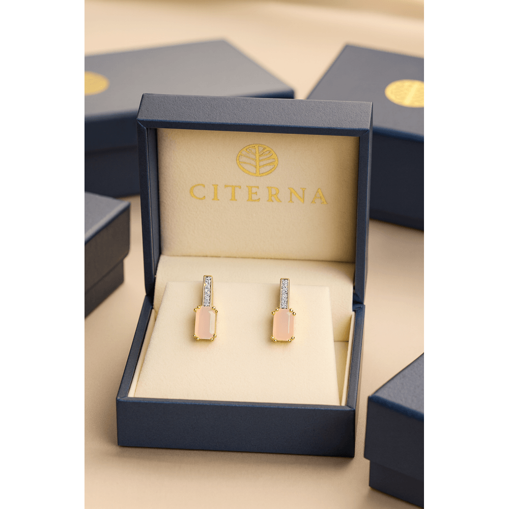Pink Opal Drop Earrings - detail view | Prime Jewellery
