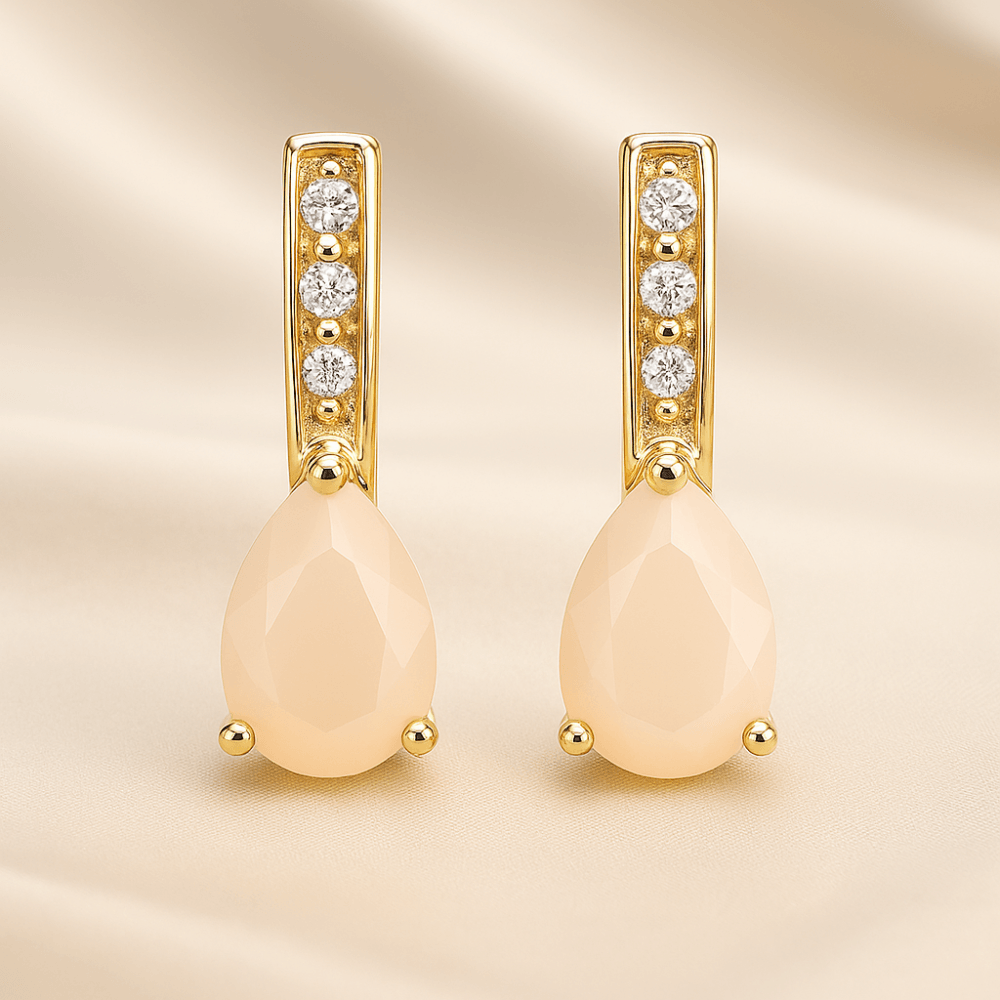 Pink Opal Drop Earrings - detail view | Prime Jewellery