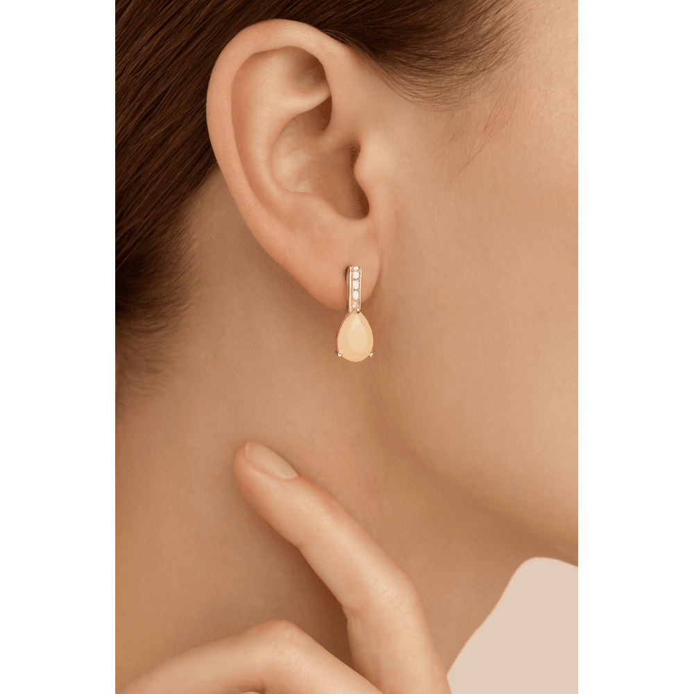 Pink Opal Drop Earrings - detail view | Prime Jewellery