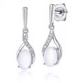 Opal Crossover Drop Earrings 9ct White Gold | Prime Jewellery