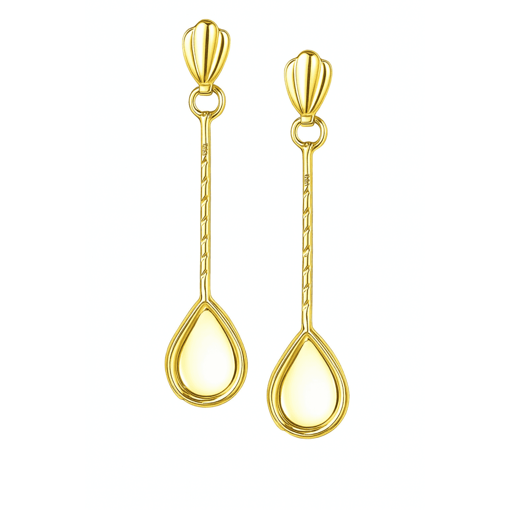 Pear Opal Stick Drop Earrings 9ct Yellow Gold | Prime Jewellery