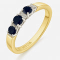 0.9 Ct Oval Natural Blue Sapphire and Diamond Trilogy Ring in 9ct Yellow Gold