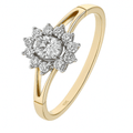 9ct Yellow and White Gold Ring in Cluster Design