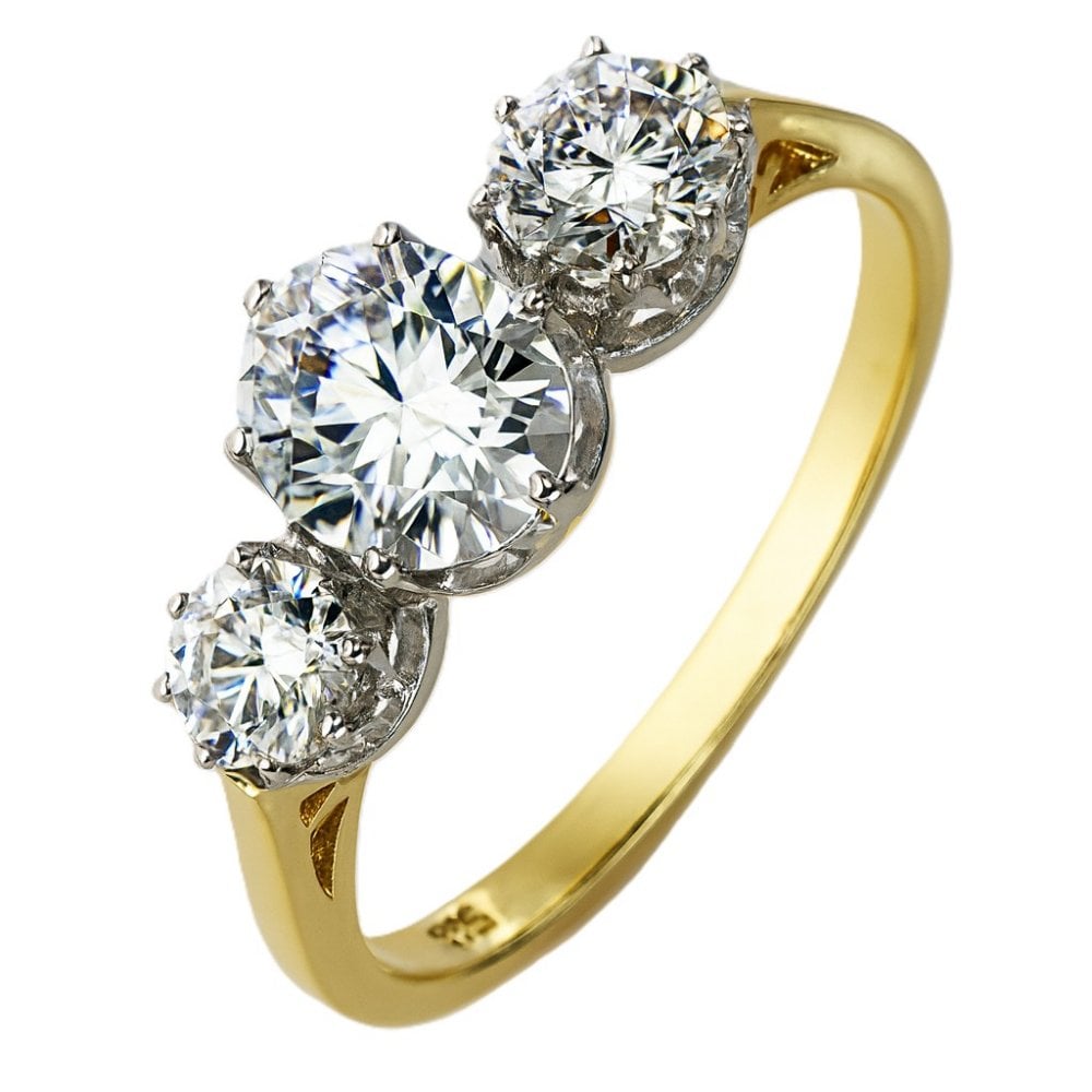 Yellow and White Gold 3 Stone Ring 9ct | Prime Jewellery