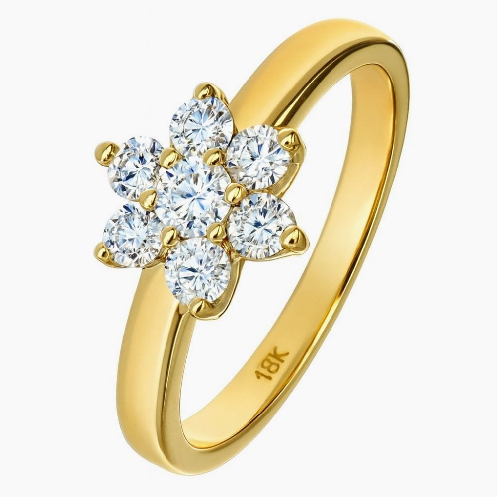 9ct Yellow Gold Ring Daisy in Cluster Design