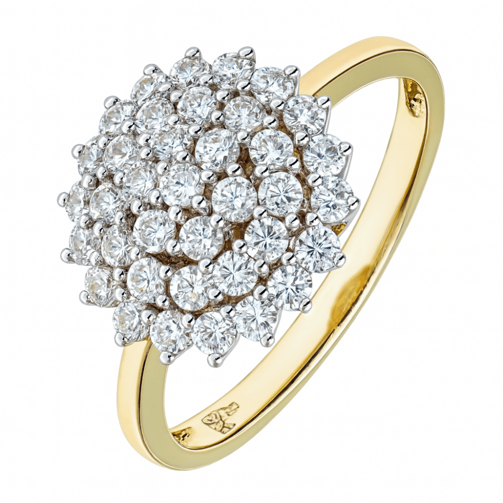 9ct Yellow and White Gold Cluster Ring