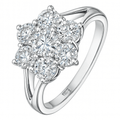 Silver CZ Cluster Ring with split Shoulder