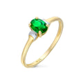 9ct Yellow Gold 0.38ct Oval Emerald and Cubic Zirconia Solitaire Ring