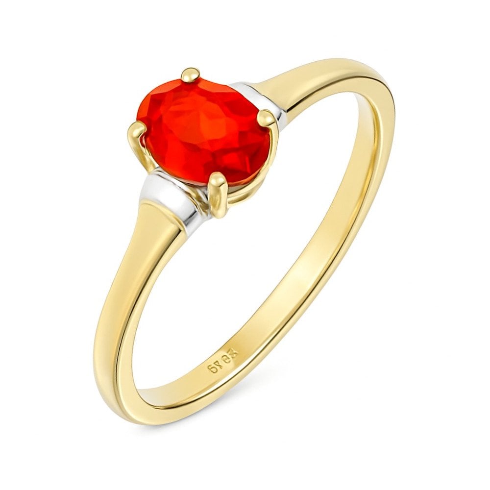 9ct Yellow Gold CZ Ruby Ring