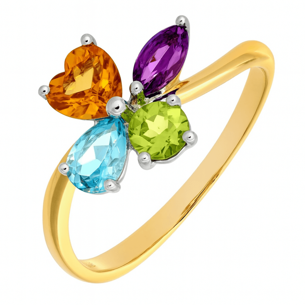 9ct Yellow Gold Multi Gem Stone Ring