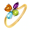 9ct Yellow Gold Multi Gem Stone Ring