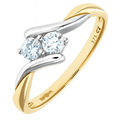 9ct Yellow Gold and Rhodium Plated Cublic Zirconia Ring