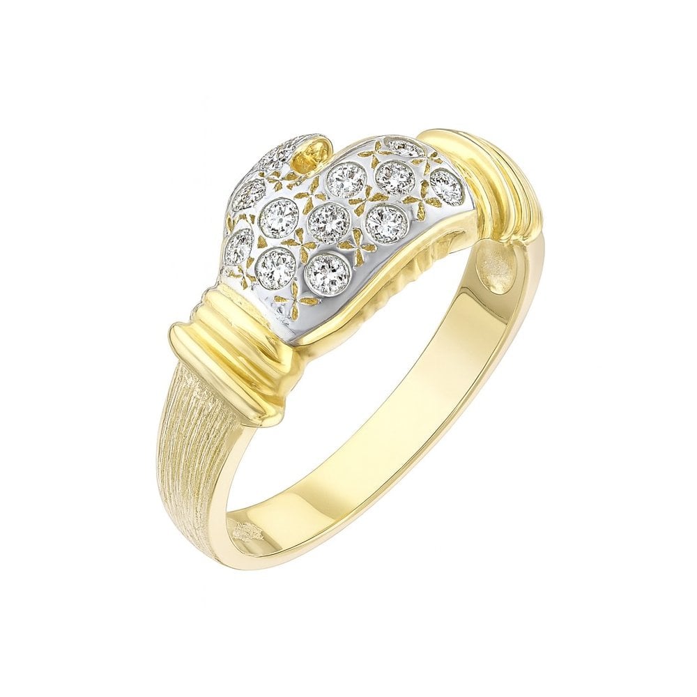 9ct Yellow Gold Glove Ring Weight 5gr Set with Cz Stones