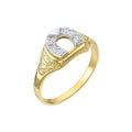 9ct Yellow Gold Horseshoe Ring Weight 3.4gr Set with Cz Stones