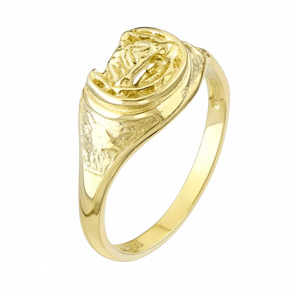 9ct Yellow Gold Horsehead and Horseshoe Ring Weight 3.5g