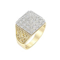 9ct Yellow Gold Pyramid Ring Weight 10gr Set with Cz Stones