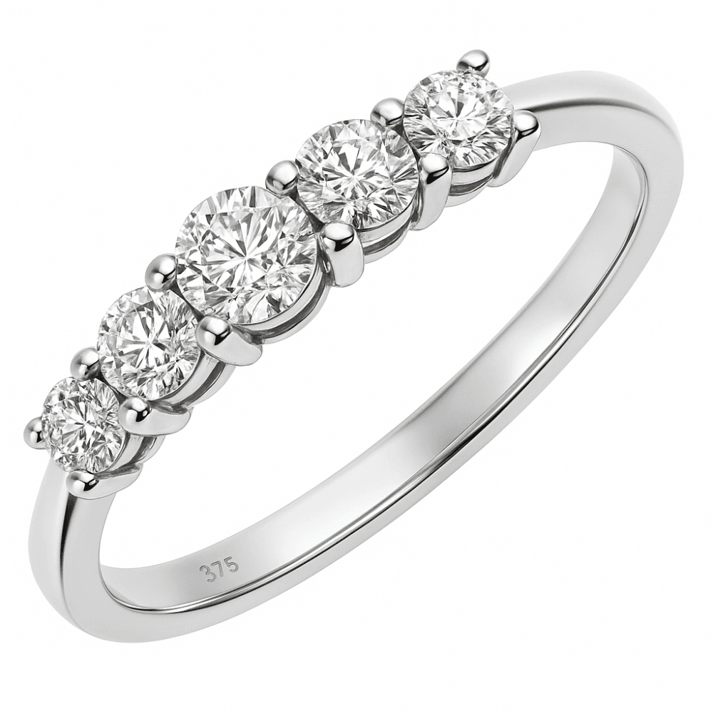 Naava 18ct White Gold 5 stone Eternity Ring, IJ/I Certified Diamonds, Round Brilliant, 0.50ct, White Gold