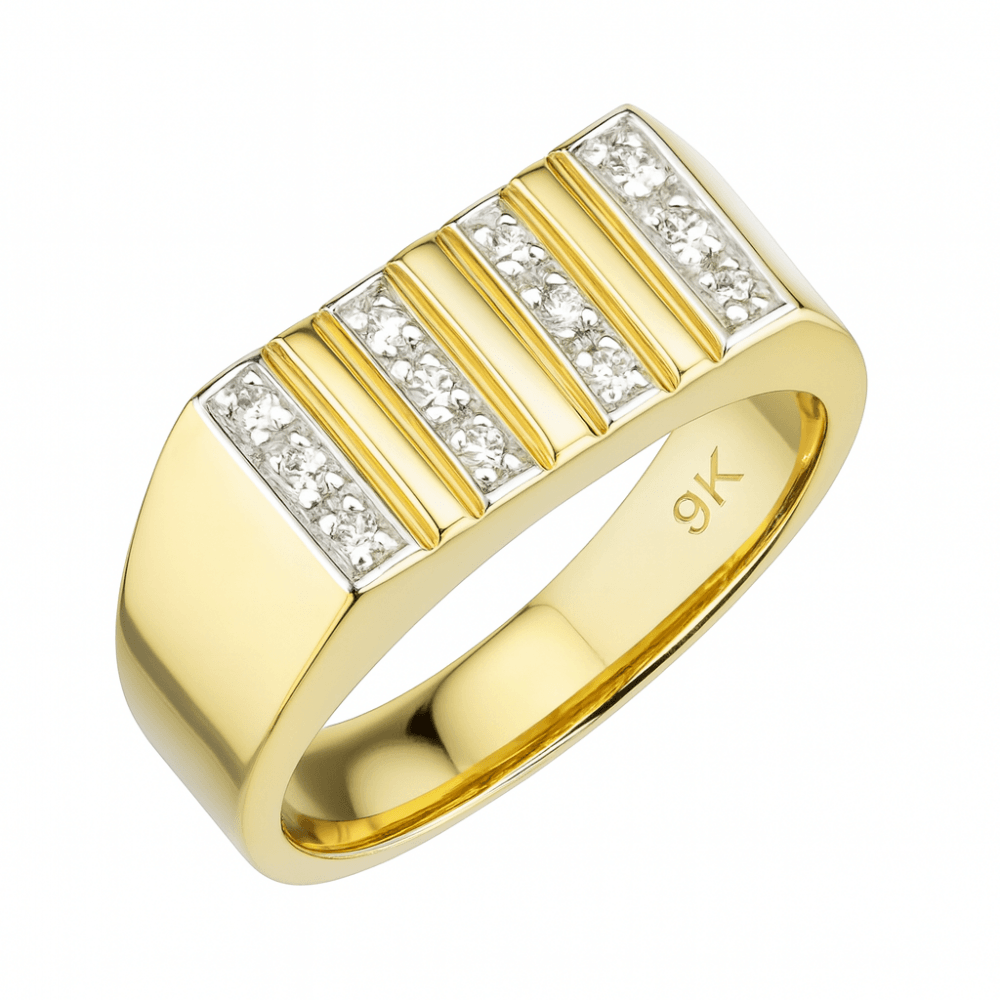 9ct Yellow Gold Stone Set Mens Ring By Citerna