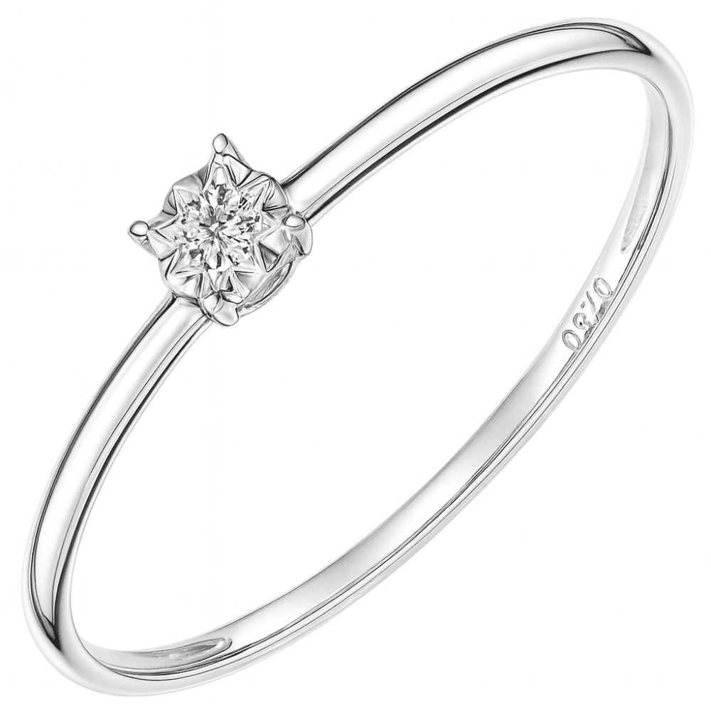 9ct White Gold Natural Diamond Engagement Ring